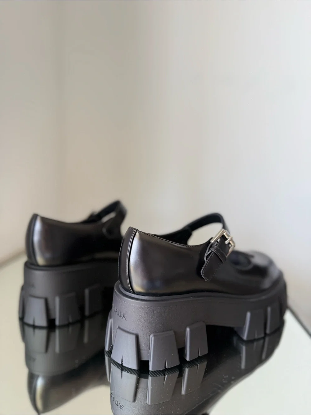 Prada Brushed leather Monolith Mary Janes $1,270 36